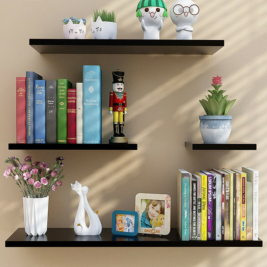 Floating Decorative Wall Mounted Shelves - 4 Piece Set